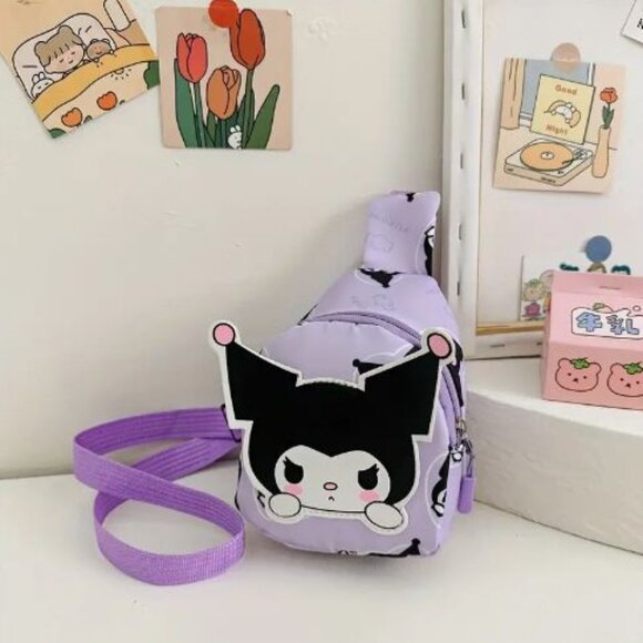 Sanrio Hello Kitty Kuromi MINI Backpack Black Purple Emo Shoulder Chest Bag NEW - Picture 1 of 1